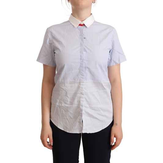 AGLINI Chic Light Blue Polished Cotton Polo Top WOMAN T-SHIRTS AGLINI Gray