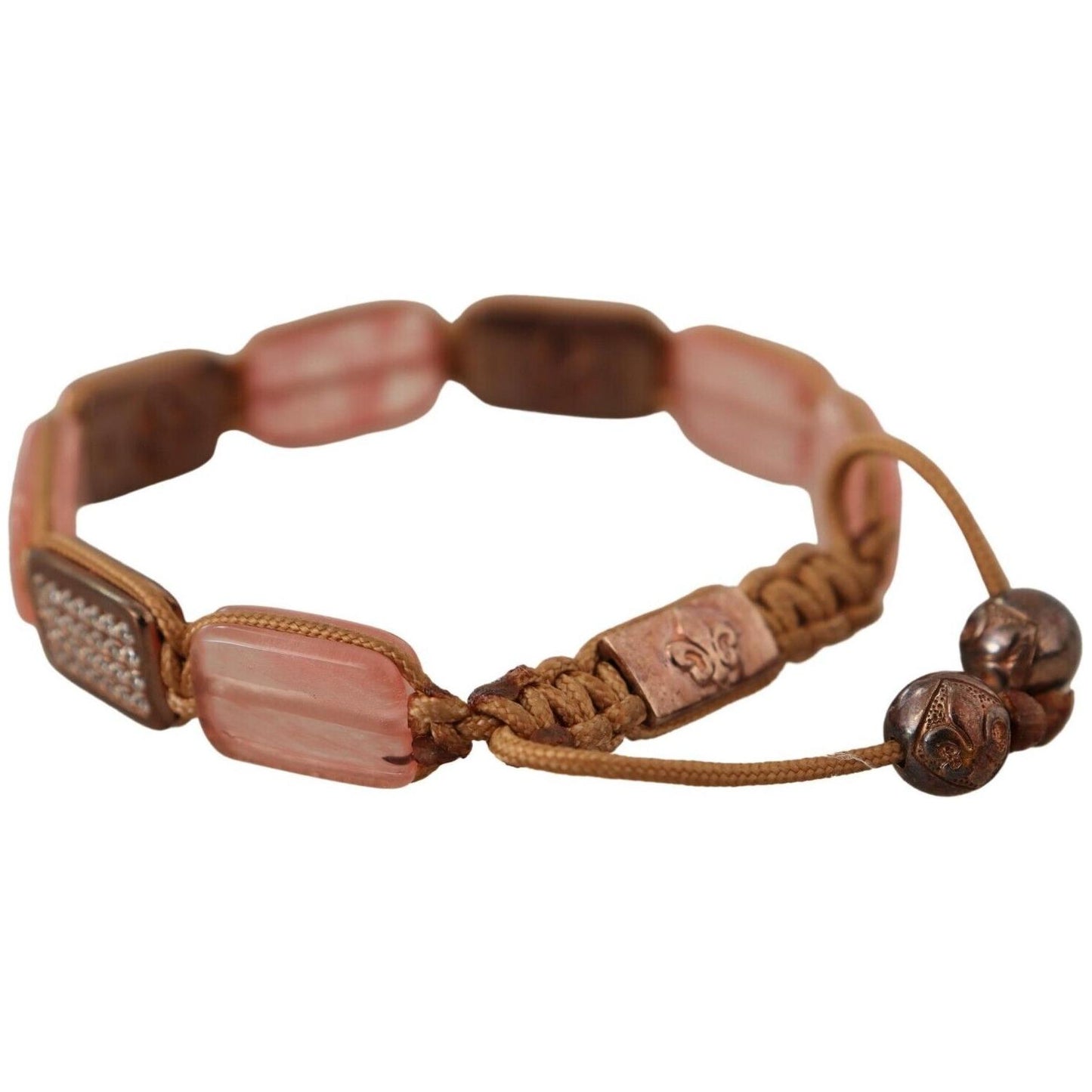 Nialaya Multicolor Crystals Logo Embellished Adjustable Bracelet