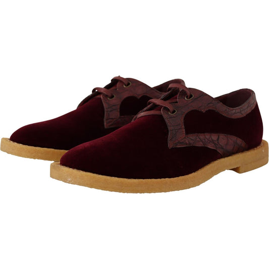 Dolce & Gabbana Elegant Velvet and Exotic Leather Dress Shoes Dolce & Gabbana Dark Khaki
