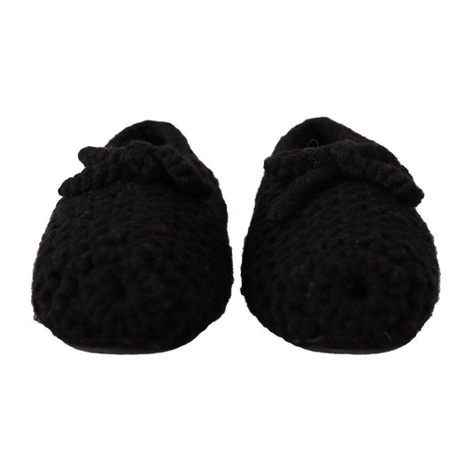 Dolce & Gabbana Elegant Black Wool Knit Ballet Flats Dolce & Gabbana Black