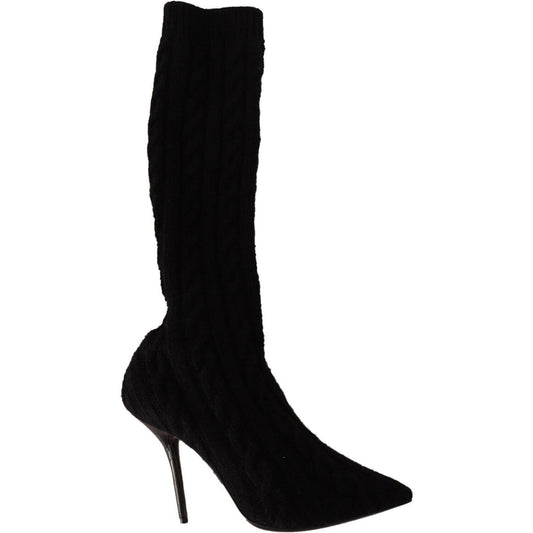 Dolce & Gabbana Elegant Stretch Sock Boots in Black Dolce & Gabbana Black