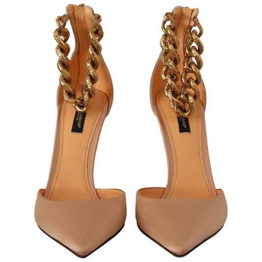 Dolce & Gabbana Elegant Beige Silk Ankle Strap Pumps Dolce & Gabbana Sienna