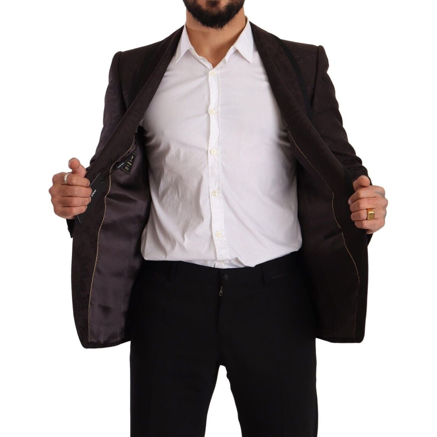 Dolce & Gabbana Purple Jacquard Single Breasted SICILIA Blazer