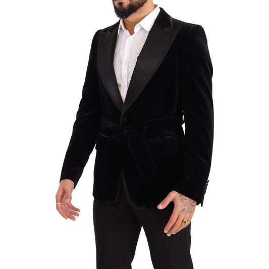 Dolce & Gabbana Elegant Single Breasted Velvet Blazer Dolce & Gabbana Tan