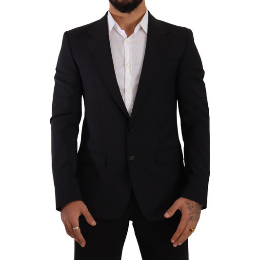 Dolce & Gabbana Elegant Black Martini Slim Fit Blazer and Vest Dolce & Gabbana Black