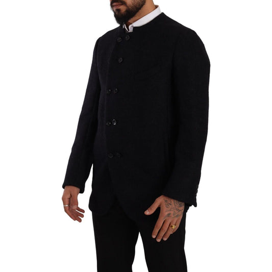Dolce & Gabbana Elegant Dark Grey Alpaca Blend Jacket Dolce & Gabbana Black