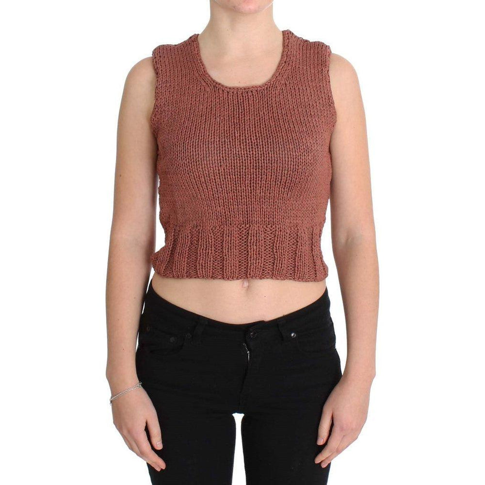 PINK MEMORIES Red Cotton Blend Knitted Sleeveless Sweater SIG30254-1