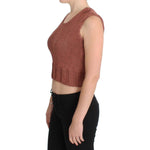 PINK MEMORIES Red Cotton Blend Knitted Sleeveless Sweater SIG30254-1