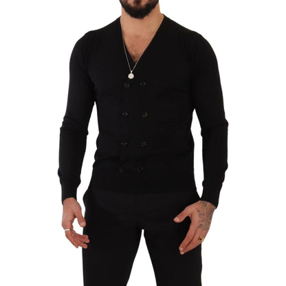 Dolce & Gabbana Black Cashmere Button Down Cardigan Sweater