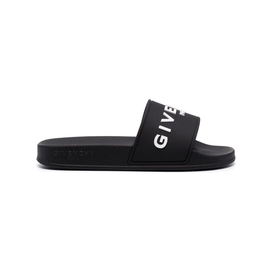 Givenchy embossed-logo flat slides Men Sandals Black Sandals Givenchy Dark Slate Gray