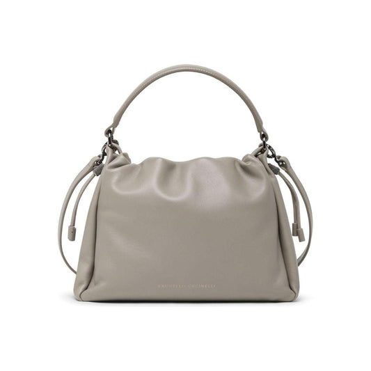 Brunello Cucinelli  Small Mellow Leather Bucket Bag in Grey Handbag Brunello Cucinelli Rosy Brown