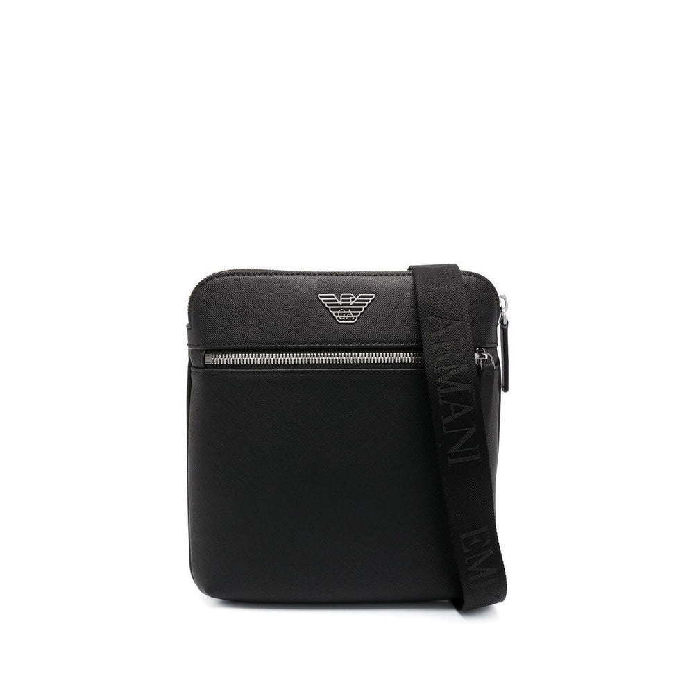 Emporio Armani ASV regenerated Saffiano leather flat shoulder bag with eagle plate Y4M185Y138E81072-P25