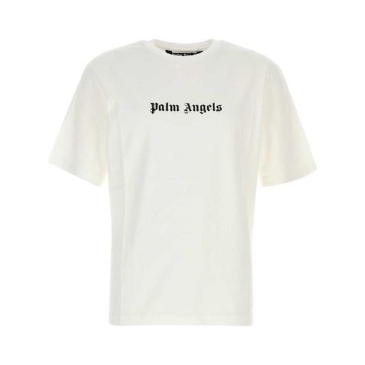Palm Angels logo print crew neck T-shirt Topwear Palm Angels Beige
