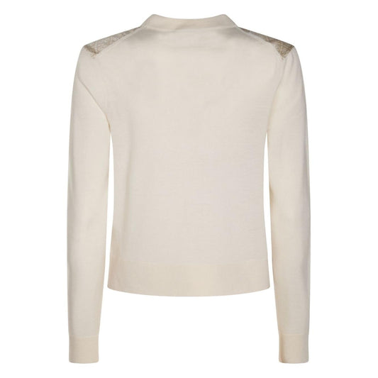 Tory Burch T-monogram silk cardigan Topwear Tory Burch Light Gray