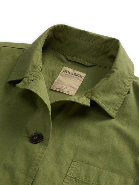 Woolrich Garment-Dyed Pure Cotton Overshirt green Jackets Woolrich Dark Olive Green