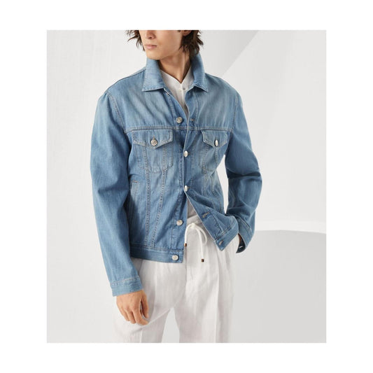 Brunello Cucinelli Coats Clear Blue Jackets Brunello Cucinelli Light Gray