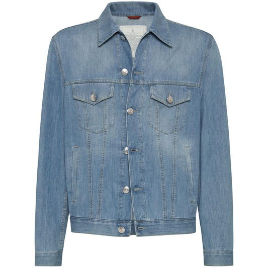 Brunello Cucinelli Coats Clear Blue Jackets Brunello Cucinelli Slate Gray