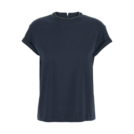 Brunello Cucinelli T-shirts and Polos Blue MPT18BD200C7186-AI25
