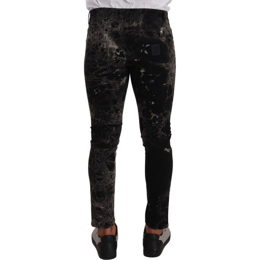 Dolce & Gabbana Slim Fit Patterned Skinny Jeans Dolce & Gabbana Black