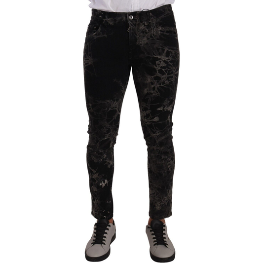 Dolce & Gabbana Slim Fit Patterned Skinny Jeans Dolce & Gabbana Black