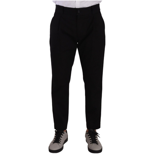 Dolce & Gabbana Elegant Tapered Black Cotton Chinos Dolce & Gabbana Black