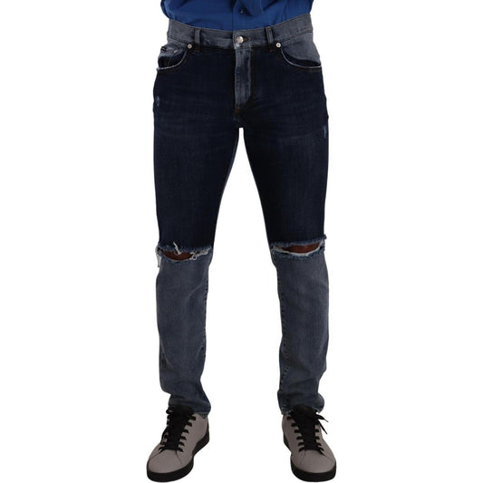 Dolce & Gabbana Chic Slim Fit Tattered Denim Dolce & Gabbana Black