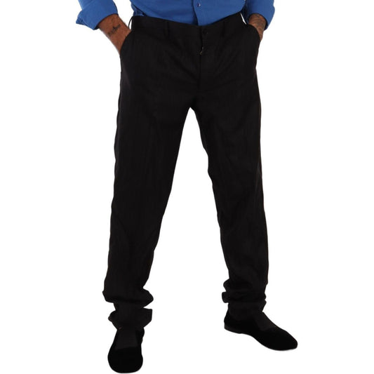 Dolce & Gabbana Elegant Striped Wool-Silk Dress Pants Dolce & Gabbana Black