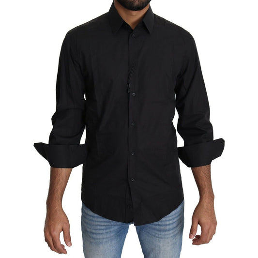 Dolce & Gabbana Elegant Black Slim Fit Dress Shirt Dolce & Gabbana Black