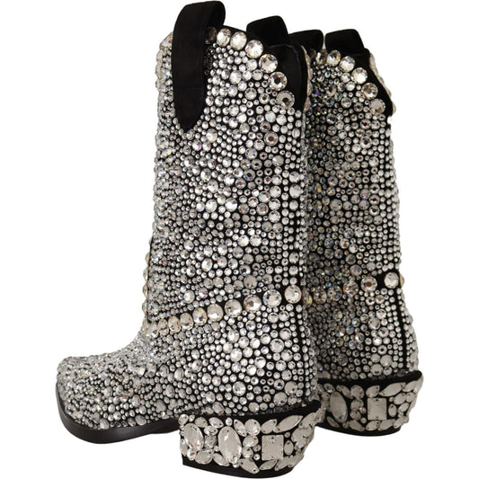 Dolce & Gabbana Crystal-Embellished Black Suede Boots Dolce & Gabbana Dark Slate Gray