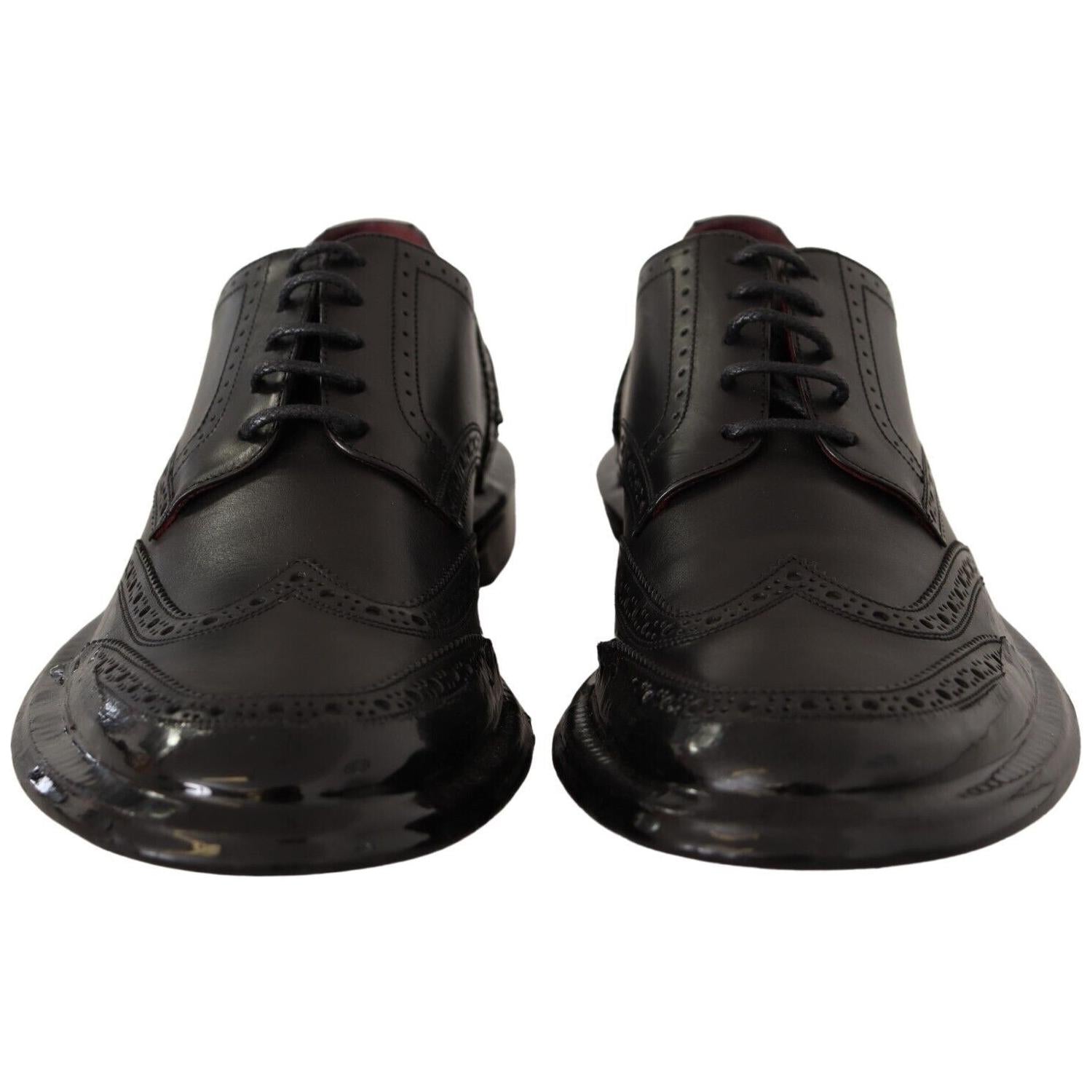Dolce & Gabbana Black Leather Oxford Wingtip Formal Derby Shoes