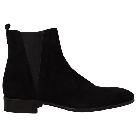 Dolce & Gabbana Black Suede Leather Chelsea Mens Boots Shoes