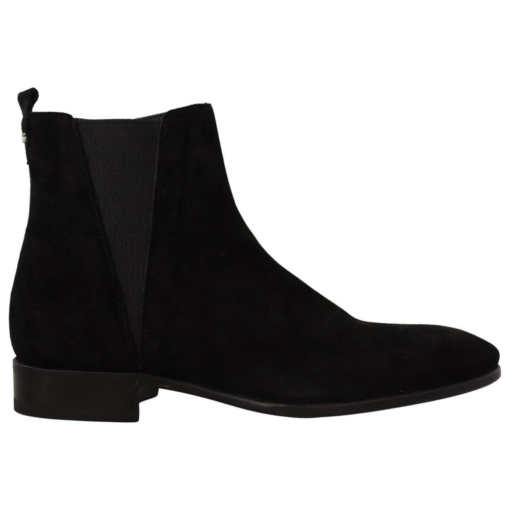 Dolce & Gabbana Black Suede Leather Chelsea Mens Boots Shoes MV4480 - 41