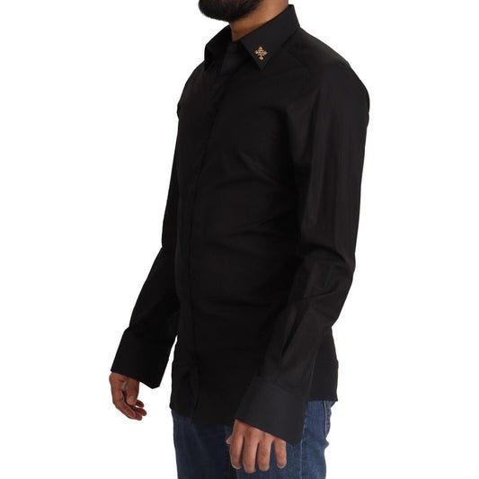 Dolce & Gabbana Elegant Slim Fit Black Cotton Dress Shirt Dolce & Gabbana Black