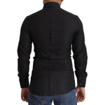 Dolce & Gabbana Black GOLD Cotton Slim Dress Formal Shirt TSH7668 - 37