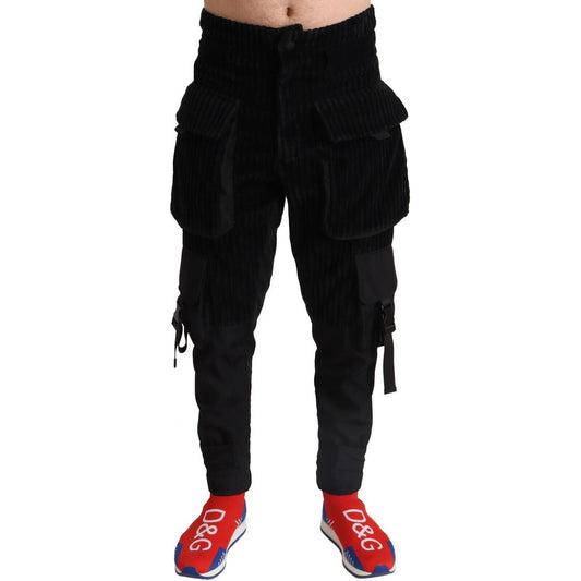 Dolce & Gabbana Elegant Black Cargo Corduroy Pants Dolce & Gabbana Black