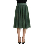 Dolce & Gabbana Metallic Green Pleated A-Line Midi Skirt Dolce & Gabbana Dark Slate Gray