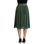 Dolce & Gabbana Metallic Green Pleated A-Line Midi Skirt Dolce & Gabbana Dark Slate Gray
