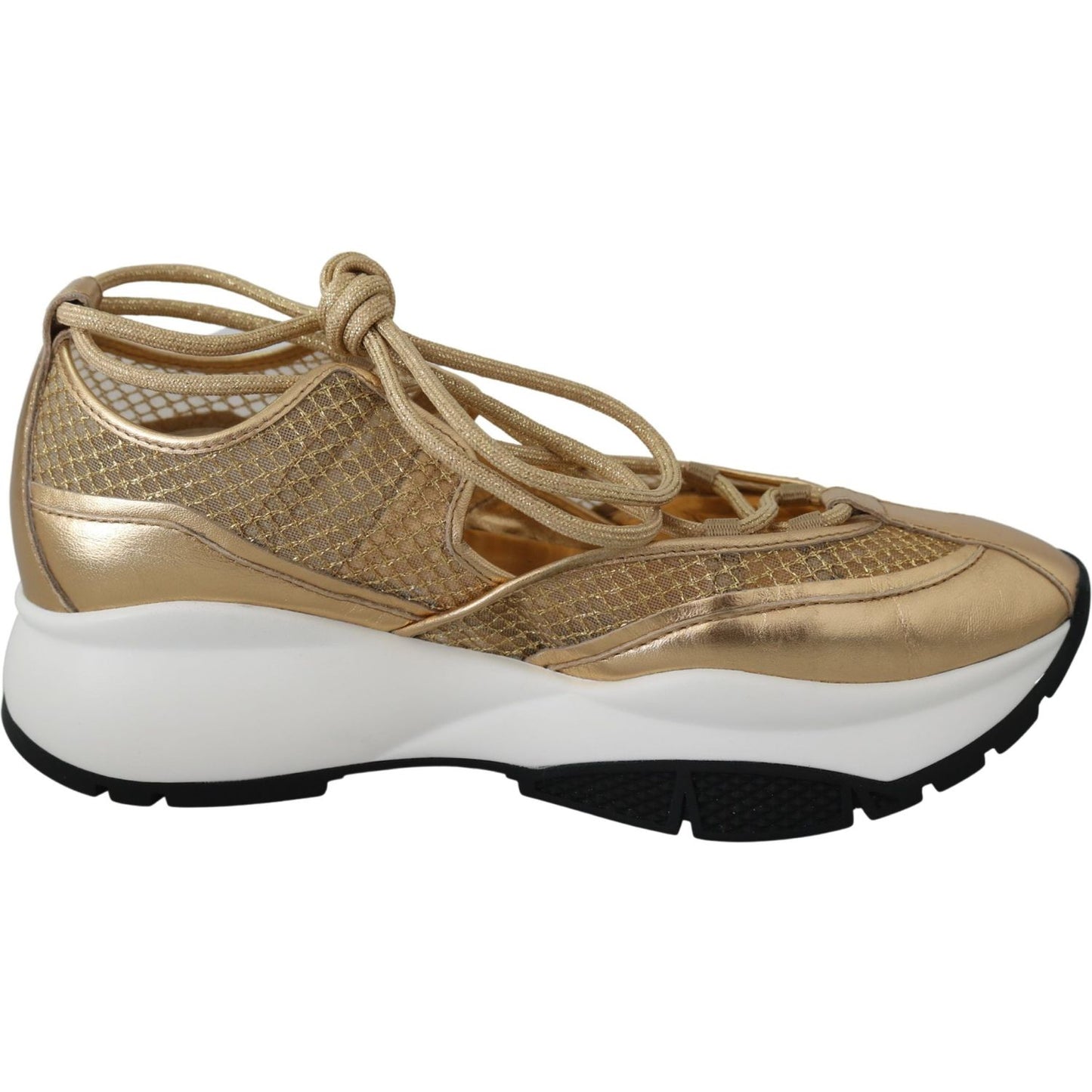 Jimmy Choo Gold Mesh Leather Michigan Sneakers