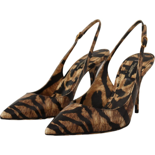 Dolce & Gabbana Tiger Pattern Slingback Heels Pumps Dolce & Gabbana Dark Slate Gray