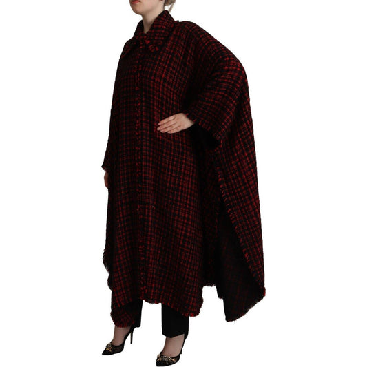 Dolce & Gabbana Elegant Red & Black Long Sleeve Overcoat Jacket Dolce & Gabbana Black