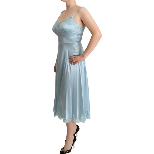 Dolce & Gabbana Elegant Lace Trim A-Line Midi Dress Dolce & Gabbana Dark Gray