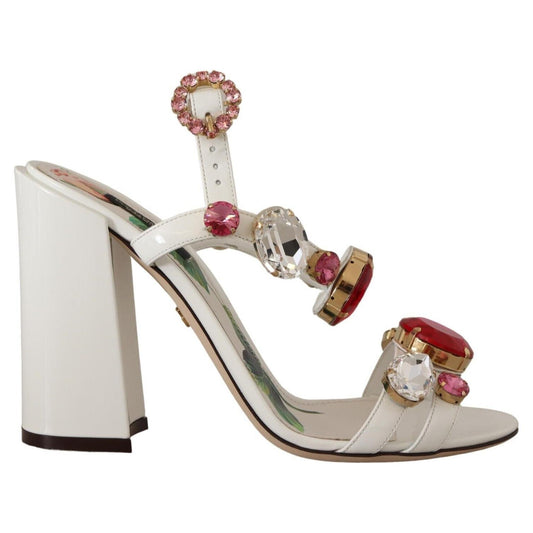 Dolce & Gabbana Keira Crystal-Embellished Ankle Strap Heels Dolce & Gabbana Gray