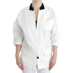 Andrea Pompilio White Cotton Blend Oversized Blazer Jacket SIG12655-3