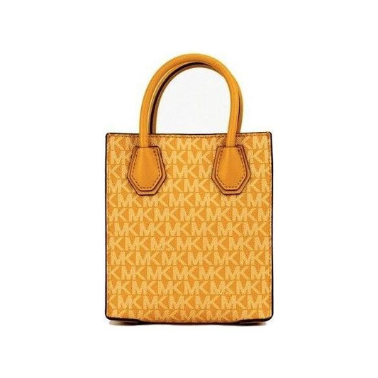 Michael Kors Mercer XS Honeycomb Gold Signature PVC North South Shopper Crossbody Bag Michael Kors Sandy Brown