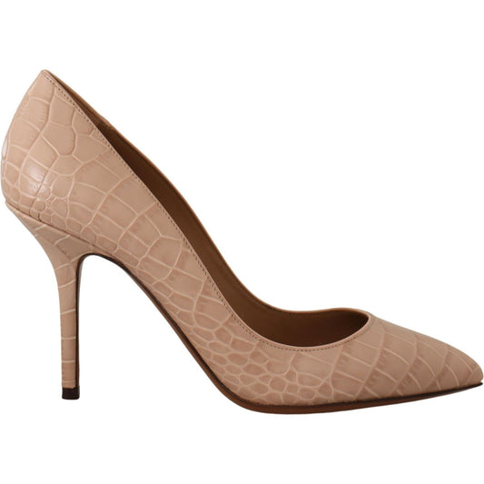 Dolce & Gabbana Elegant Nude Leather Kitten Heels Pumps Dolce & Gabbana Rosy Brown