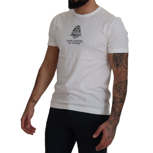 Dolce & Gabbana Chic White Logo Print Cotton Tee Dolce & Gabbana Dark Gray