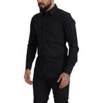 Dolce & Gabbana Black Cotton GOLD Slim Fit Dress Shirt TSH82933- 37
