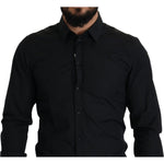 Dolce & Gabbana Black Cotton GOLD Slim Fit Dress Shirt TSH82933- 37