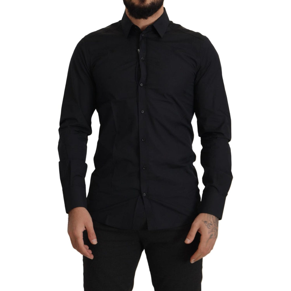 Dolce & Gabbana Black Cotton GOLD Slim Fit Dress Shirt TSH82933- 37