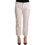 L'Autre Chose White Cotton Mid Waist Cropped Denim Jeans PAN72425 - 44